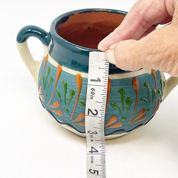 Talavera Signed Vergeas Hand Painted Art Pottery Covered Sugar Bowl Mexico - Picture 6 of 6